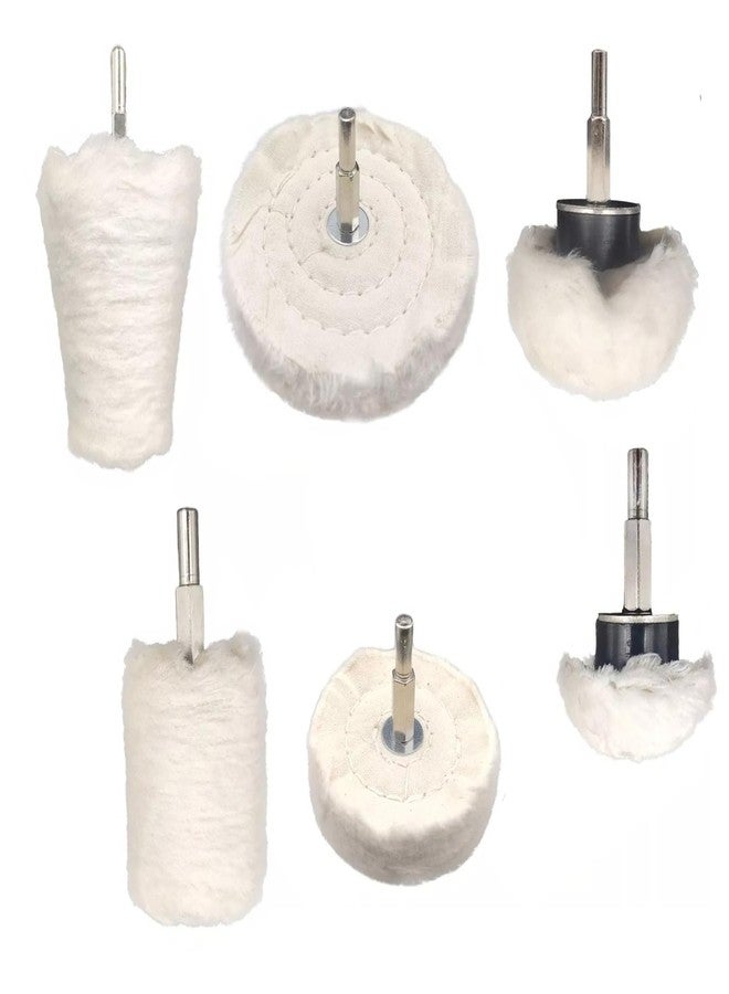 Inditrust مجموعة عجلات تلميع إنديترست، 6 قطع، وسادة تلميع بيضاء، أداة تلميع على شكل عجلة للمعادن والألومنيوم والفولاذ المقاوم للصدأ والمجوهرات والخشب والبلاستيك والسيراميك والزجاج - Image 1